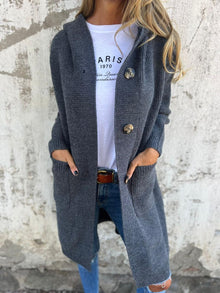 Langer Strick-Cardigan | Knopfleiste | Gemütlich und Stilvoll – Grau