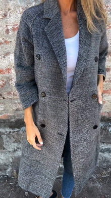 Langer Wollmantel | Doppelreihiger Schnitt | Zeitlose Eleganz – Grau