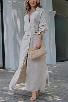 Arwen - Maxikleid mit V-Ausschnitt – Beige