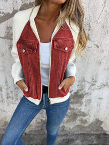 Stilvolle Damen Denim jacke – Rot