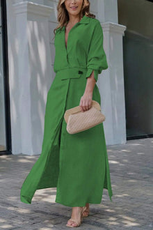 Jeanette | Maxikleid mit V-Ausschnitt – Grün