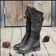 Lena | Damen Hohe Schnürstiefel im Reitstil – Schwarz