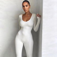 Tiefer Ausschnitt Jumpsuit | Sexy Einteiler | Glatter Figur-Look – Weiß