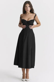 Ariana™ | Klassisches langes Kleid – Schwarz