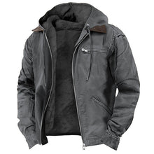 Herren Winterjacke | Lässig mit Kapuze und Reißverschlusstaschen – Grau