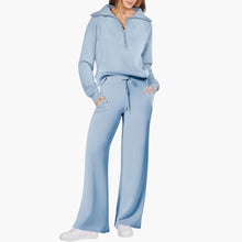 Katarina | Damen Trainingsanzug Set mit Halbzip – Himmelblau