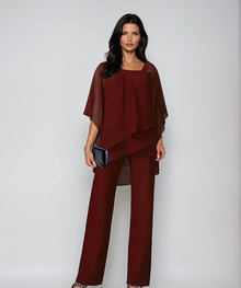 Mariella™ Lagen-Look Zweiteiliges Ensemble – Rot