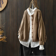 Kerstin | Damen Übergroße Strickjacke mit Knöpfen – Khaki