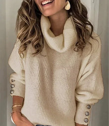 Damen leichter Rollkragenpullover – Beige