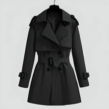 Klassischer Damen Trenchcoat mit Gürtel und Knöpfen – Schwarz