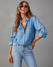 Klassisches Jeanshemd Damen – Blau