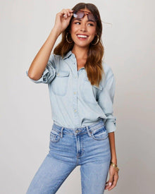 Klassisches Jeanshemd Damen – Hellblau