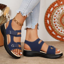Komfort Plateau Sandalen mit Riemen – Blau