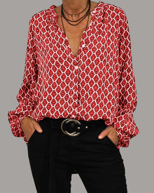 Moderne V-Ausschnitt Bluse – Rot