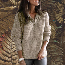Cacillie - Oversize-Pullover mit Reißverschluss – Khaki