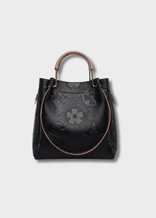 Damen Shopper Tasche mit Blumendruck - Samara – Schwarz