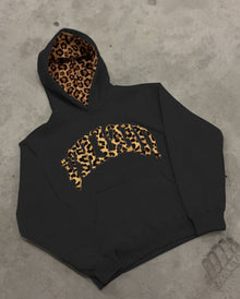 Damen lässiger Leopard Hoodie – Schwarz