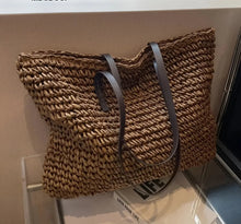 Boho Damentasche – Handgewebte Strandtasche mit Quasten & Details – Dunkelbraun