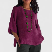 Leonie | Damen 3/4 Arm Bluse mit rundem Ausschnitt – Lila