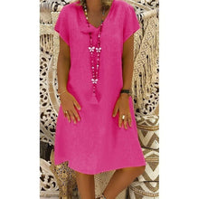 Leonora | Damen V-Ausschnitt Kurzarm Mini Kleid – Rosa