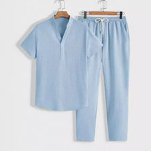 Modernes Herren Lounge-Set | Polo mit Stehkragen & Hose – Light Blue