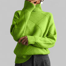 Barbara | Damen Oversized Winterpullover mit Muster und Rollkragen – Grün