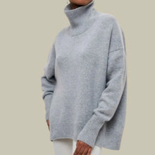 Annika | Locker Geschnittener Rollkragen Strickpullover für Damen Oversized – Grau
