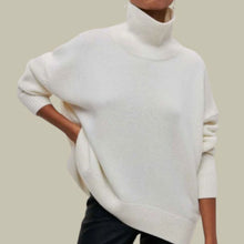 Annika | Locker Geschnittener Rollkragen Strickpullover für Damen Oversized – Weiß