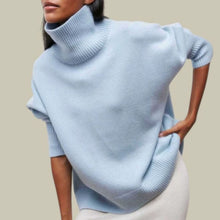 Annika | Locker Geschnittener Rollkragen Strickpullover für Damen Oversized – Blau