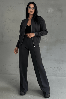 Lounge-Set Damen Zweiteilig Weites Bein – Schwarz