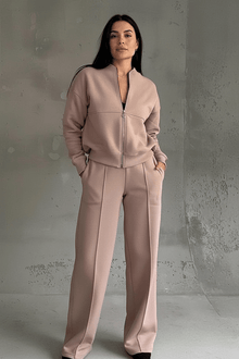 Lounge-Set Damen Zweiteilig Weites Bein – Braun