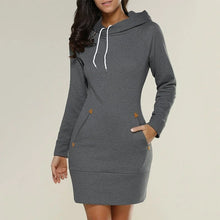 Lässiges Damen Hoodie-Kleid mit praktischen Taschen – Dunkelgrau