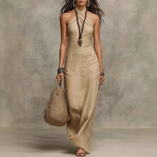 Luise | Damen Neckholder Maxikleid – Khaki