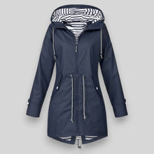 Lena | Damen Winterjacke mit Kapuze und Reißverschlüssen – Dunkelblau