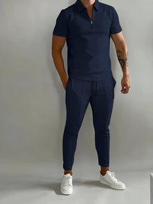 Lysander | Herren Trainingsanzug Polo Set – Marineblau