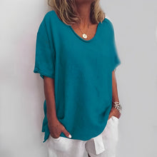 Marina - Lässige und lockere Bluse für Damen – Meeresblau