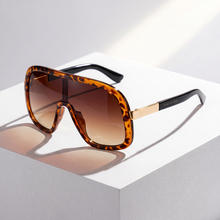 LumaVex - Sonnenbrille Im Shield Stil Mit Breit Getönten Gläsern – Leopard