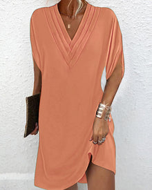 Amelia | Elegantes V-Ausschnitt Kleid – Orange