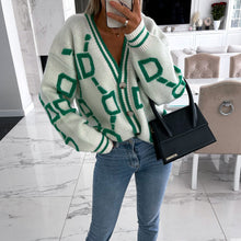 Oversized-Strickcardigan | Geometrisches Muster | Stylischer Hingucker – Weiß