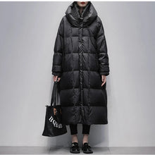 Damen Puffermantel | Lange Winterjacke | Leicht & Extra Warm – Schwarze