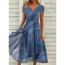Naomi | Midi Dress with V-Neck – Blau