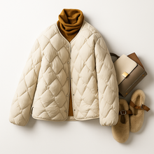 Katharina | Damen Warme Gesteppt Leichte Pufferjacke – Creme