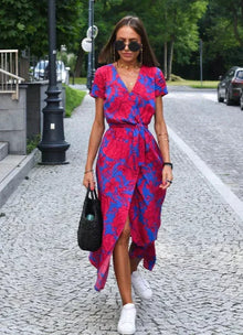 Imogen - Bequemes Sommerkleid – Rot Blau