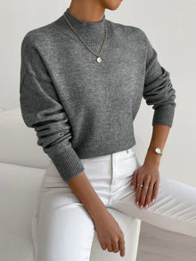 Elke | Damen Eleganter Rollkragenpullover – Dunkelgrau