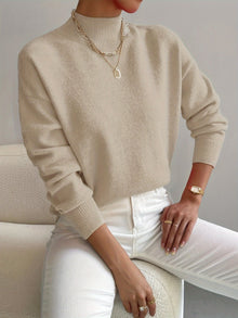 Elke | Damen Eleganter Rollkragenpullover – Beige