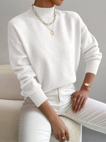 Eva | Damen Frühlings Mock Neck Pullover – Weiß