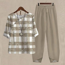 Lisanne | Damen Zweiteiler Set Schmetterlingsprint Hose – Khaki