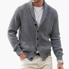 Matteo | Herren Schalkragen Strickjacke mit Knöpfen – Grau