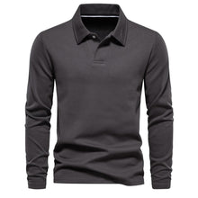 Matthias | Herren Langarm Poloshirt mit Polokragen – Dunkelgrau