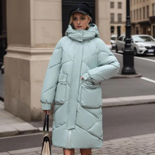 Aloisia - Lange, warme Fleecejacke – Minzgrün